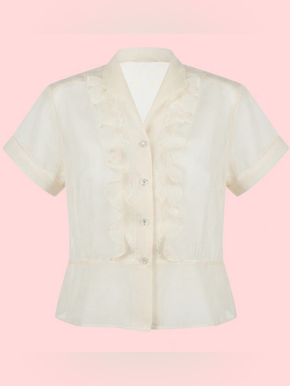 Vintage 60s sheer ruffle lace blouse w peplum 🕊️ girlhoodcore coquette vixen